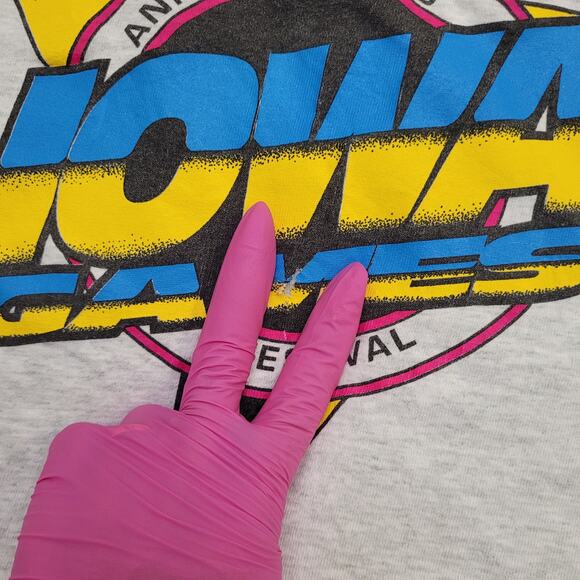 Vintage 90s IOWA Games Festival Shirt Womens Large 20x27 USA - Picture 2 of 13